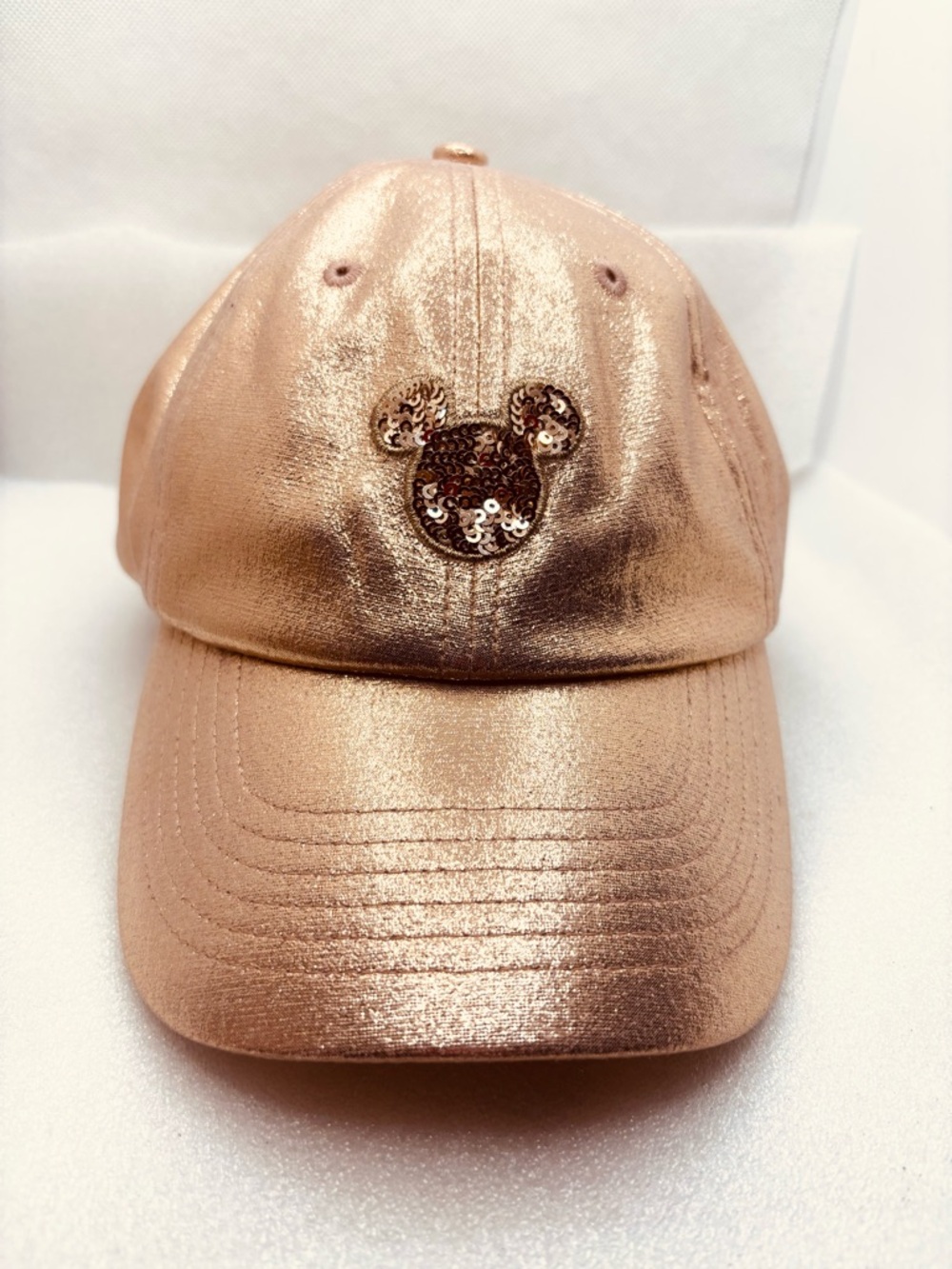 Disney Metallic Rose Gold Baseball Cap with Minnie Embellished Patch - One Size